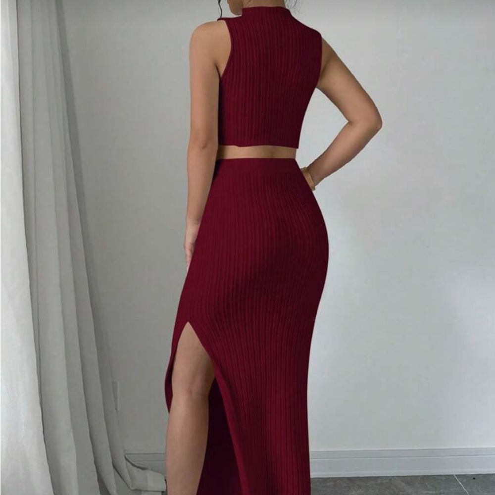 Women’s 2pcs/Set Solid Stand Collar Sleeveless To… - image 2